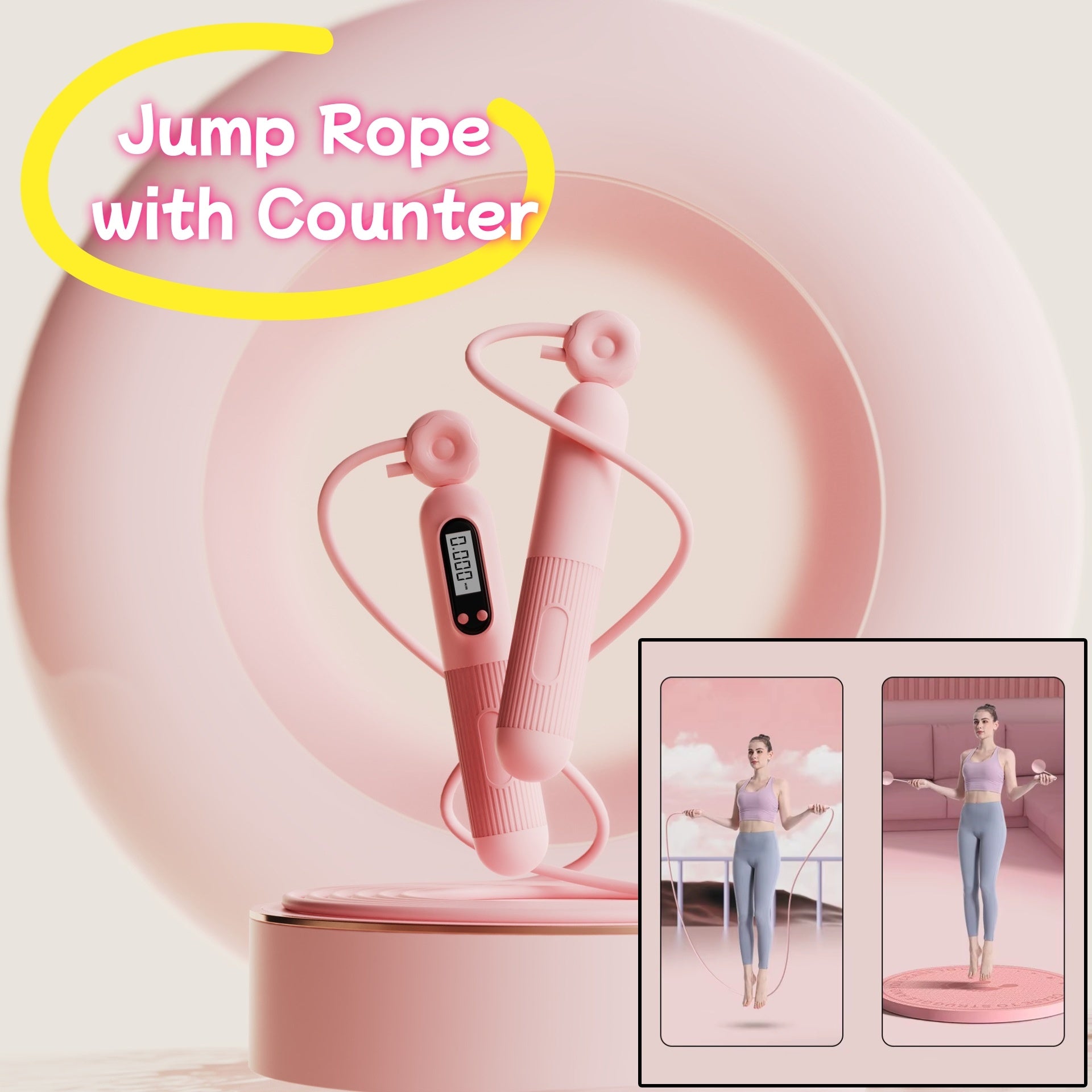 Adjustable Weighted Jump Rope with Calorie Counter for Workouts