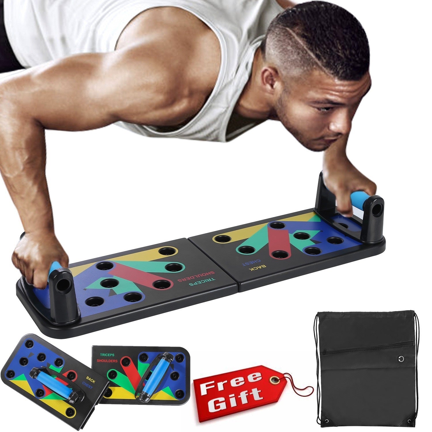 Push-Up Fitness Board with Adjustable Bracket Aid