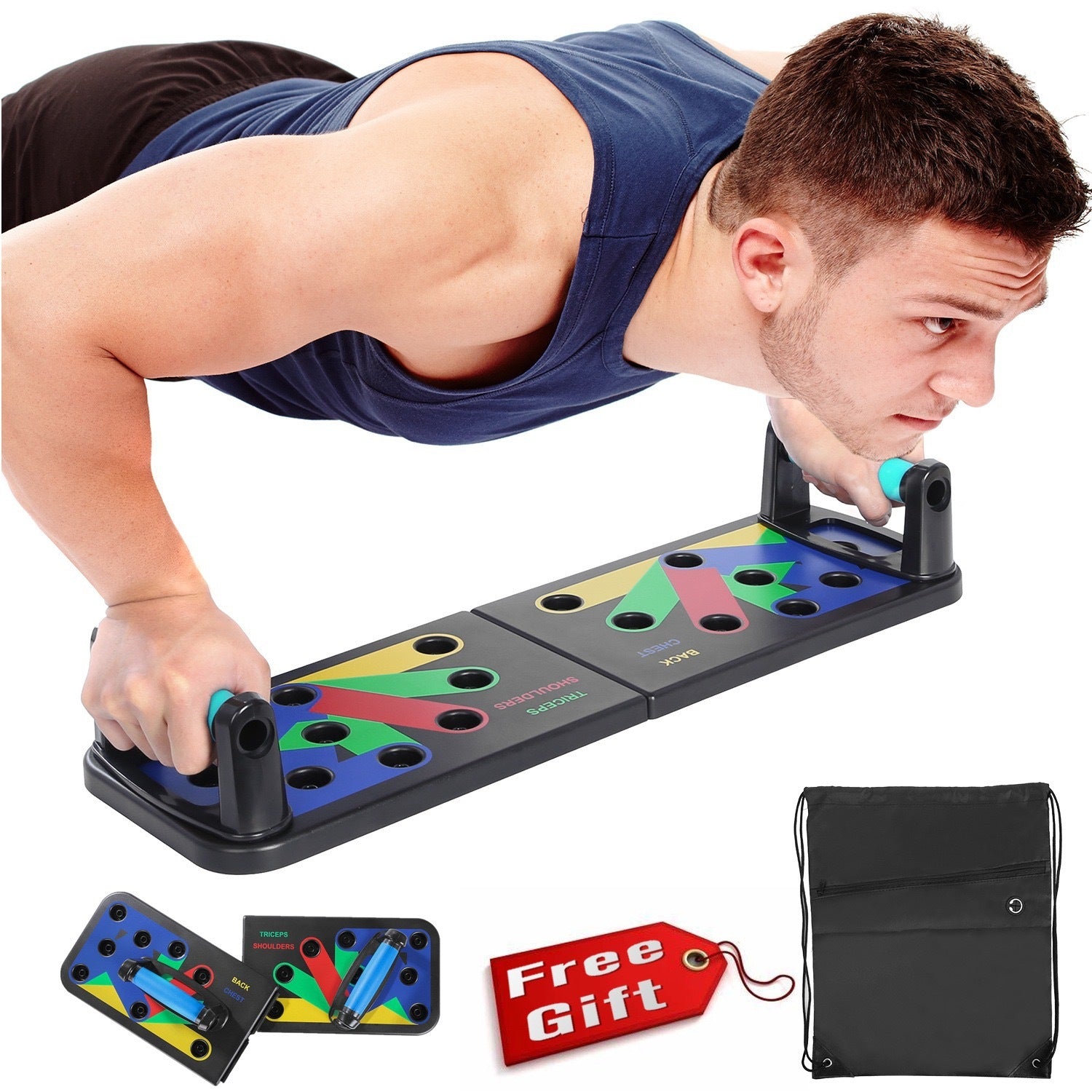Push-Up Fitness Board with Adjustable Bracket Aid